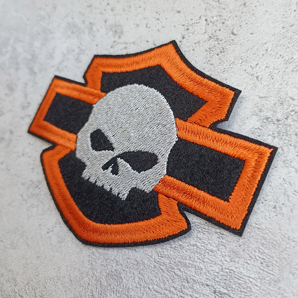 Harley-Davidson logo with Willie J skull patch Harley-Davidson logo with Willie J skull patch