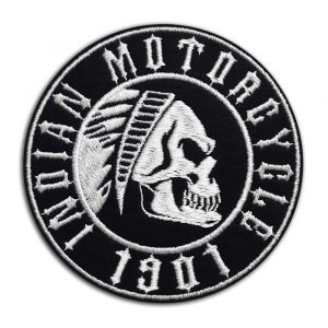 Indian motorcycle logo with skull patch