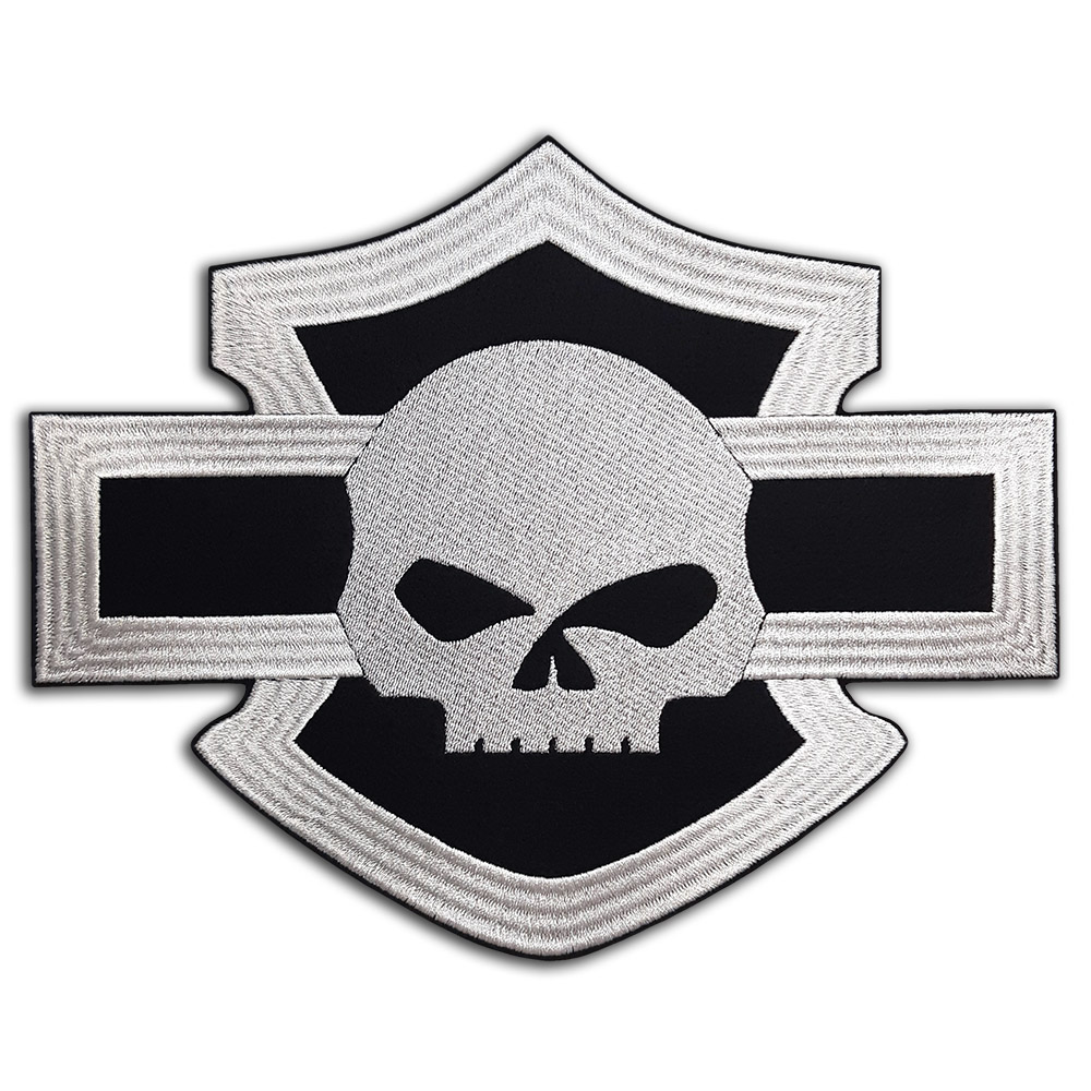 Harley-Davidson logo with Willie J skull back patch Harley-Davidson logo with Willie J skull back patch