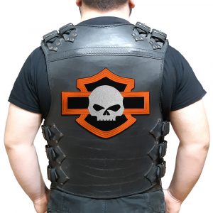 Harley-Davidson logo with Willie J skull back patch