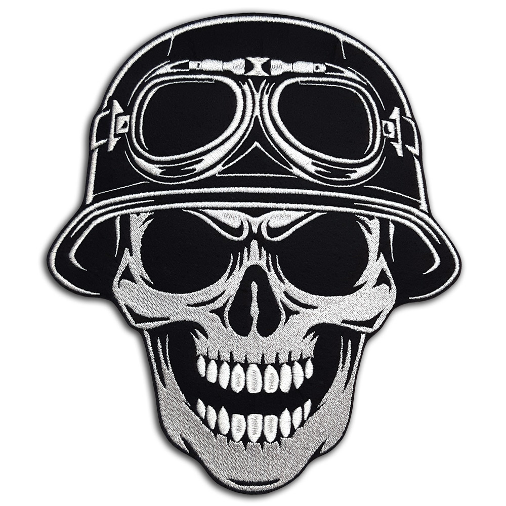 Skull in a helmet with glasses back patch Skull in a helmet with glasses back patch