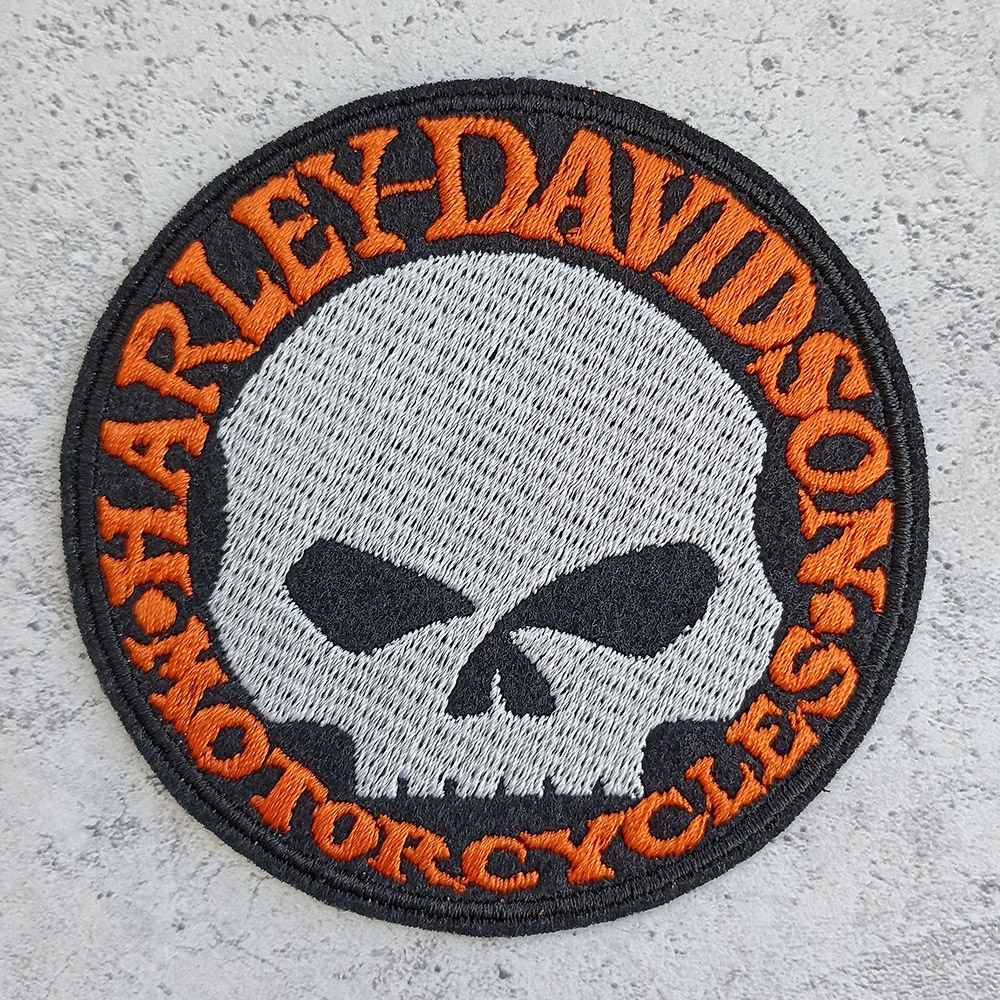 Harley-Davidson with Willie J.'s skull patch Harley-Davidson with Willie J.'s skull patch