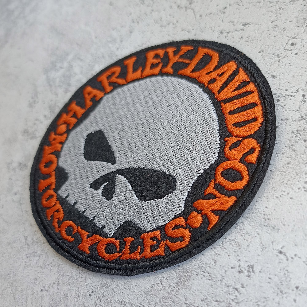 Harley-Davidson with Willie J.'s skull patch Harley-Davidson with Willie J.'s skull patch