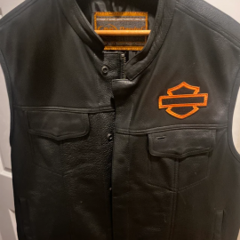 Harley-Davidson patch on a leather vest