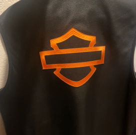 Harley-Davidson back patch on a leather vest
