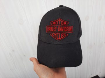 Harley-Davidson patch on a baseball cap