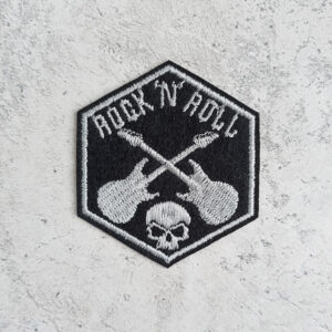 Rock 'N' Roll with crossed electric guitars and a skull patch
