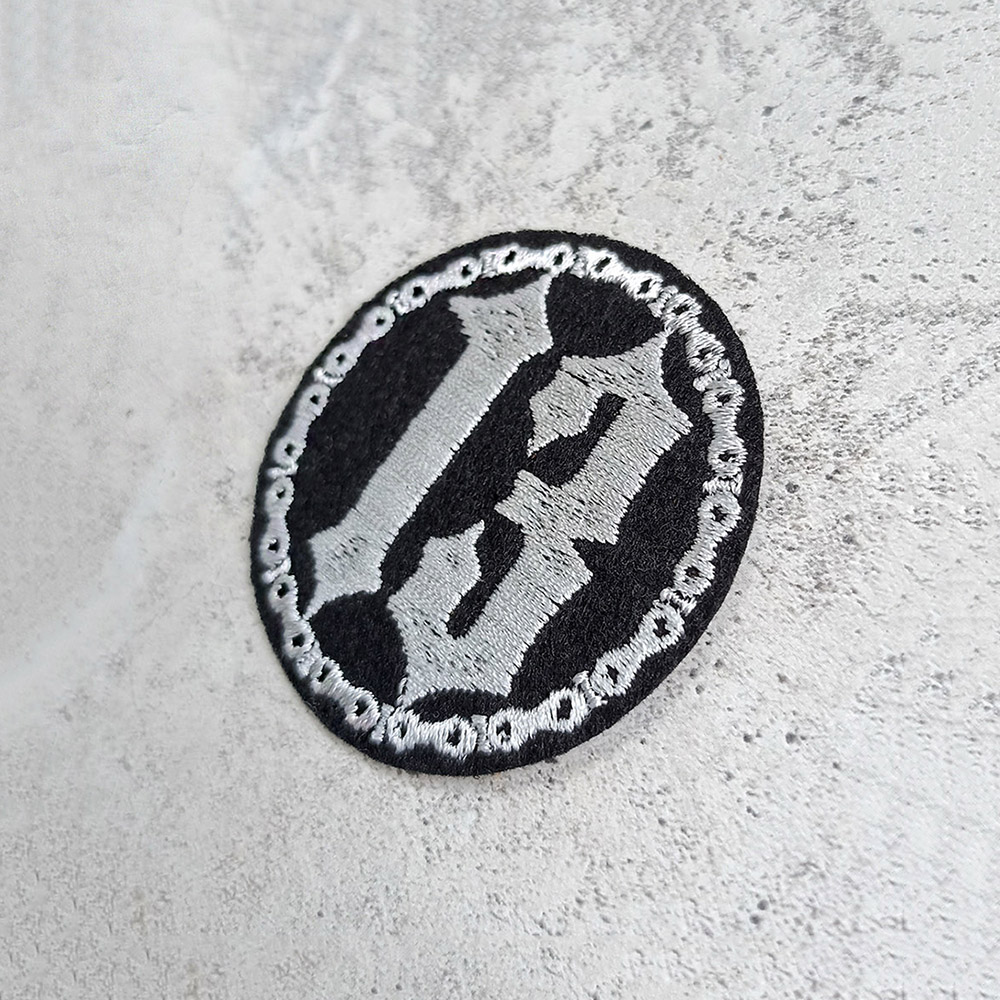 13 with motorcycle chain small patch 13 with motorcycle chain small patch