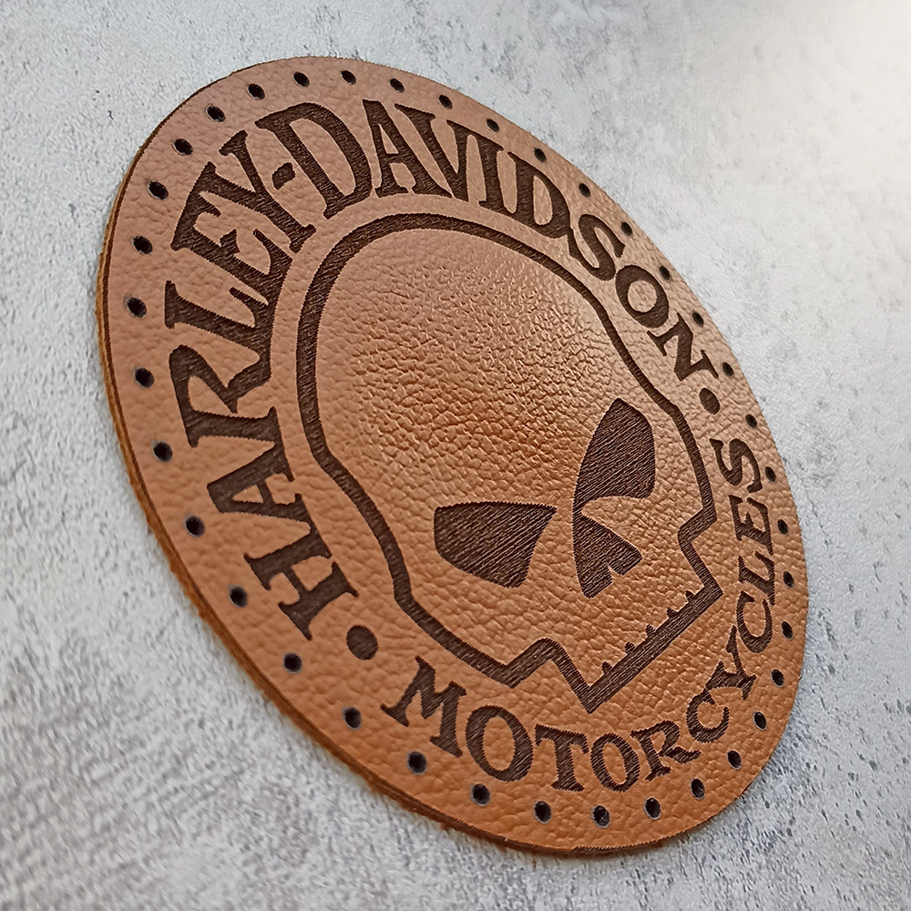 Harley-Davidson with Willie J.'s skull leather patch Harley-Davidson with Willie J.'s skull leather patch