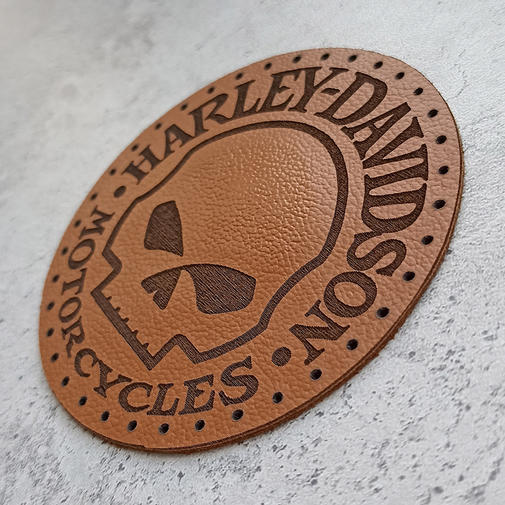 Harley-Davidson with Willie J.'s skull leather patch Harley-Davidson with Willie J.'s skull leather patch