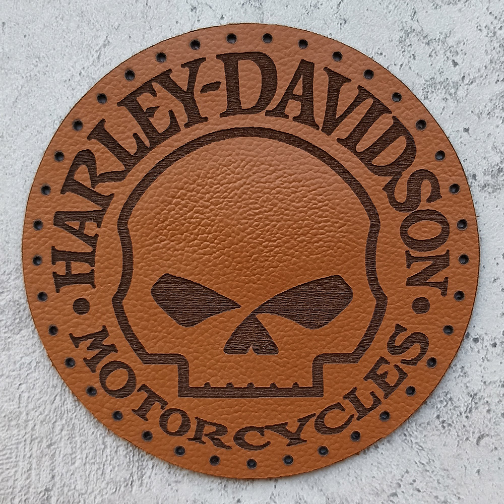 Harley-Davidson with Willie J.'s skull leather patch Harley-Davidson with Willie J.'s skull leather patch