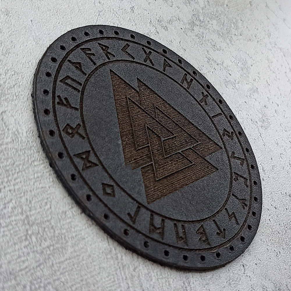 Valknut with runes leather patch Valknut with runes leather patch