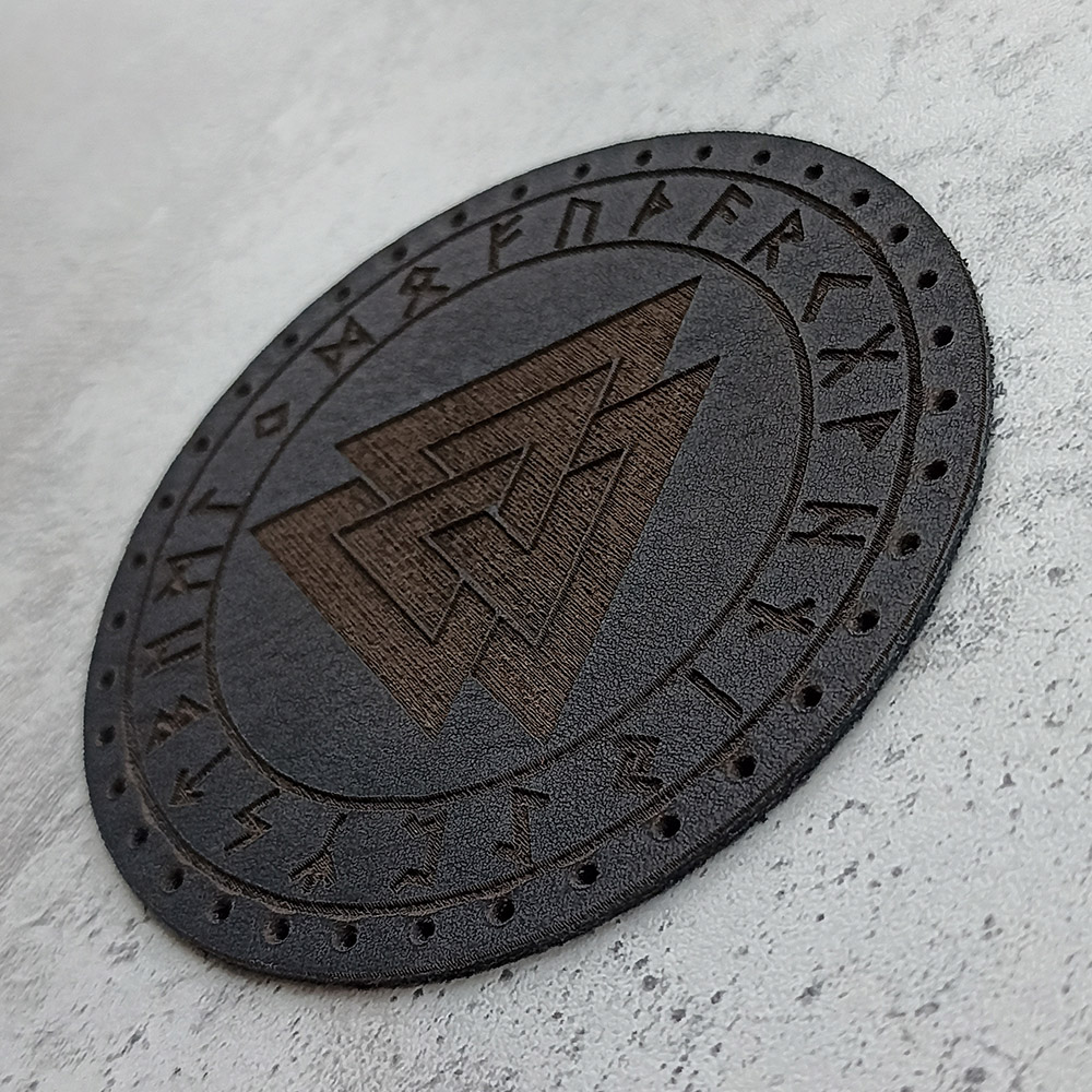 Valknut with runes leather patch Valknut with runes leather patch