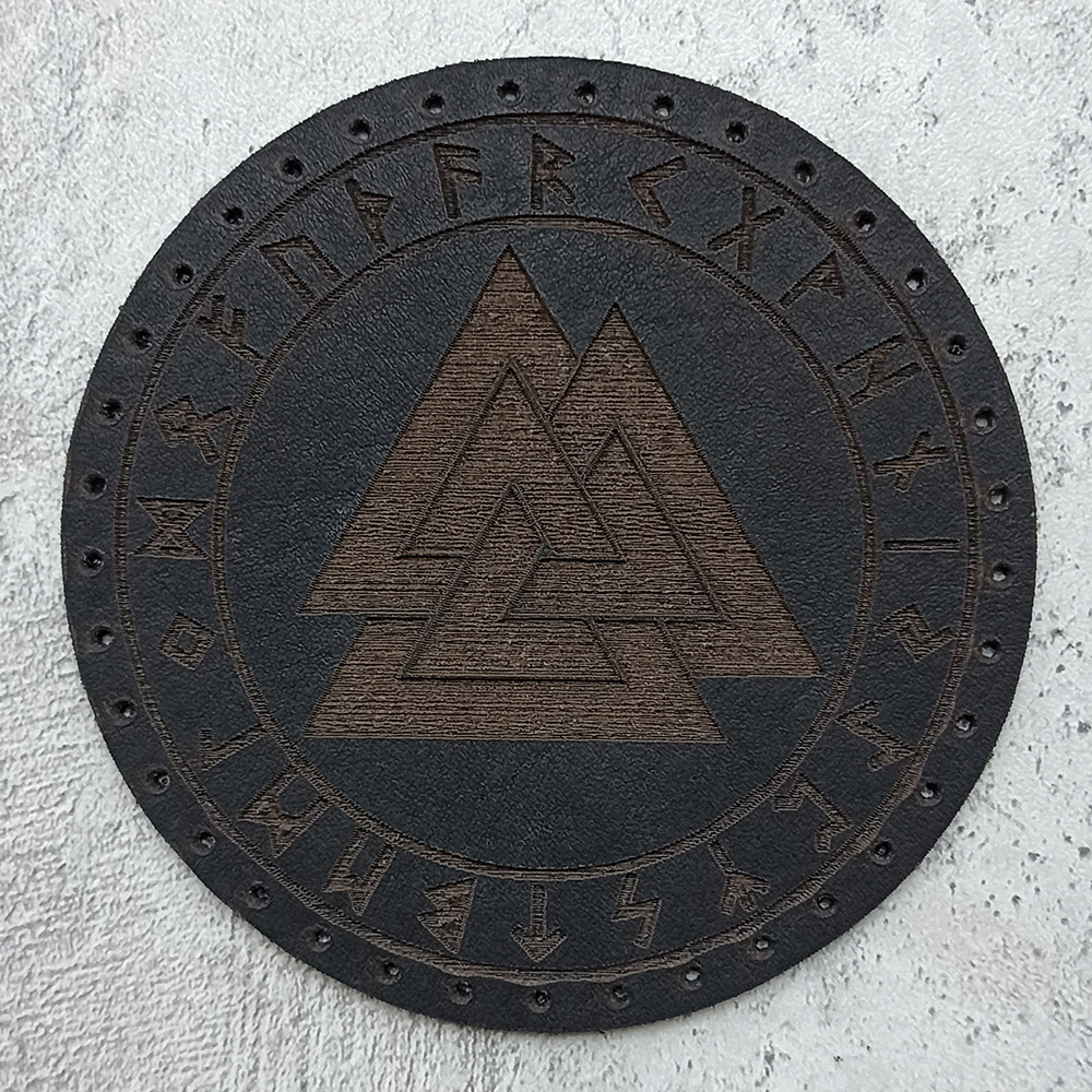 Valknut with runes leather patch Valknut with runes leather patch