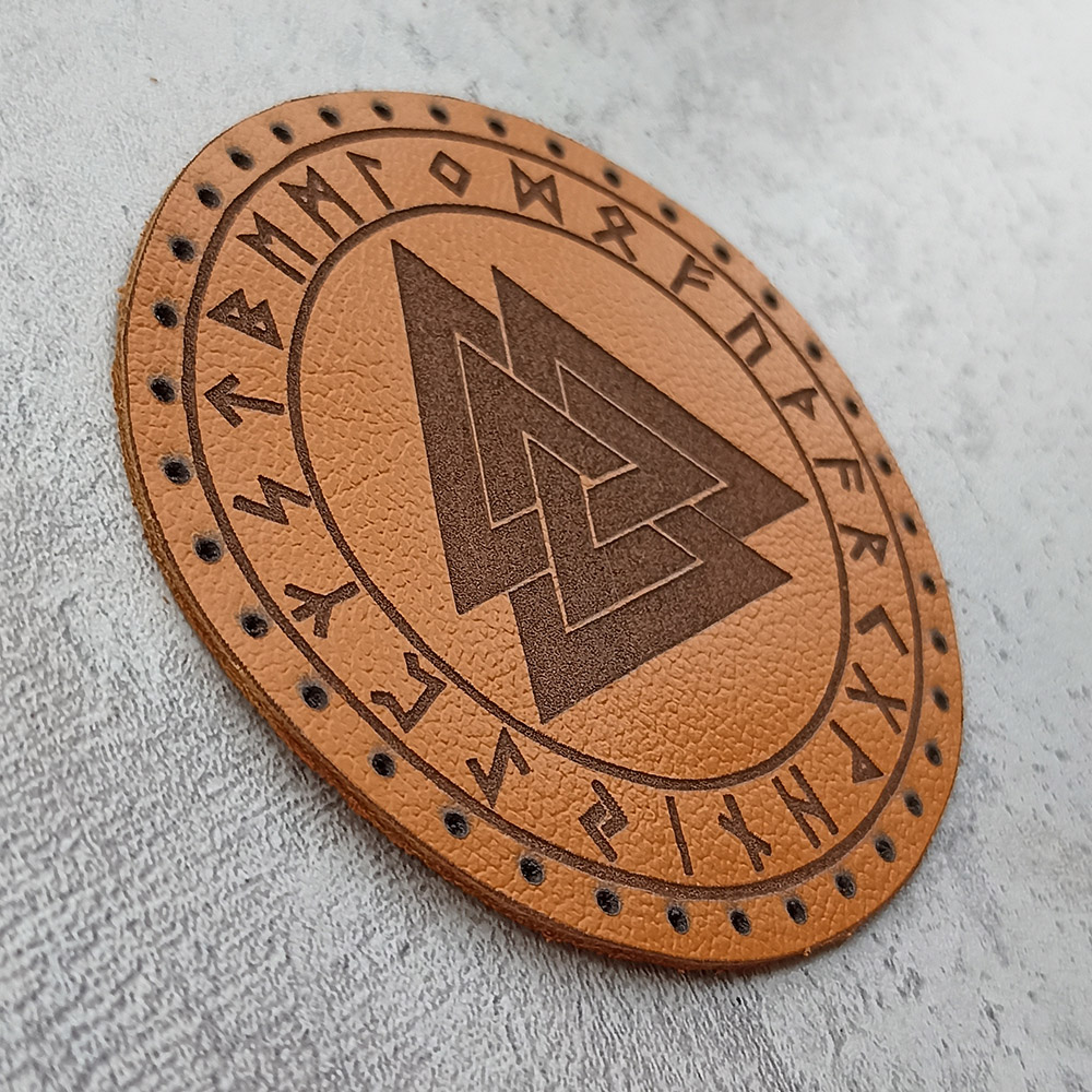 Valknut with runes leather patch Valknut with runes leather patch