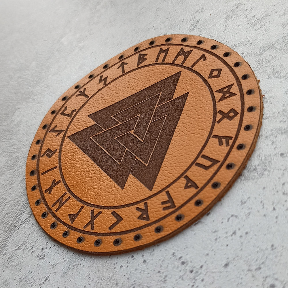 Valknut with runes leather patch Valknut with runes leather patch