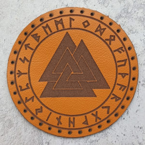 Valknut with runes leather patch