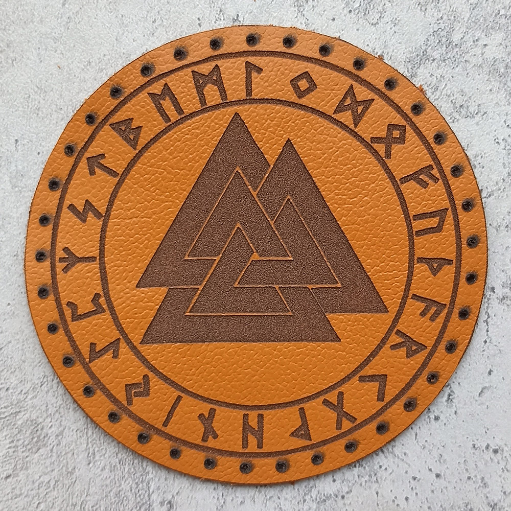 Valknut with runes leather patch Valknut with runes leather patch