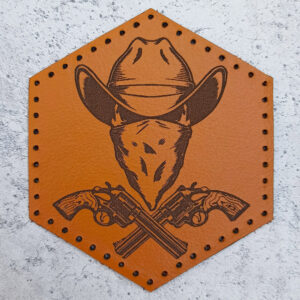 Cowboy bandit with revolvers leather patch
