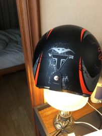 Triumph patch on helmet