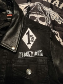 Rebel Rider patch on a jacket