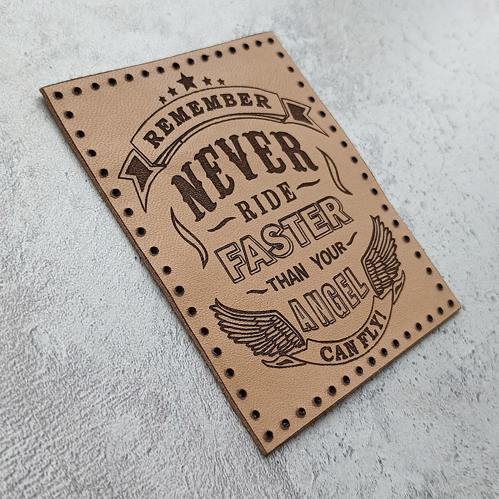 Remember Never ride faster than your angel can fly leather patch Remember Never ride faster than your angel can fly leather patch