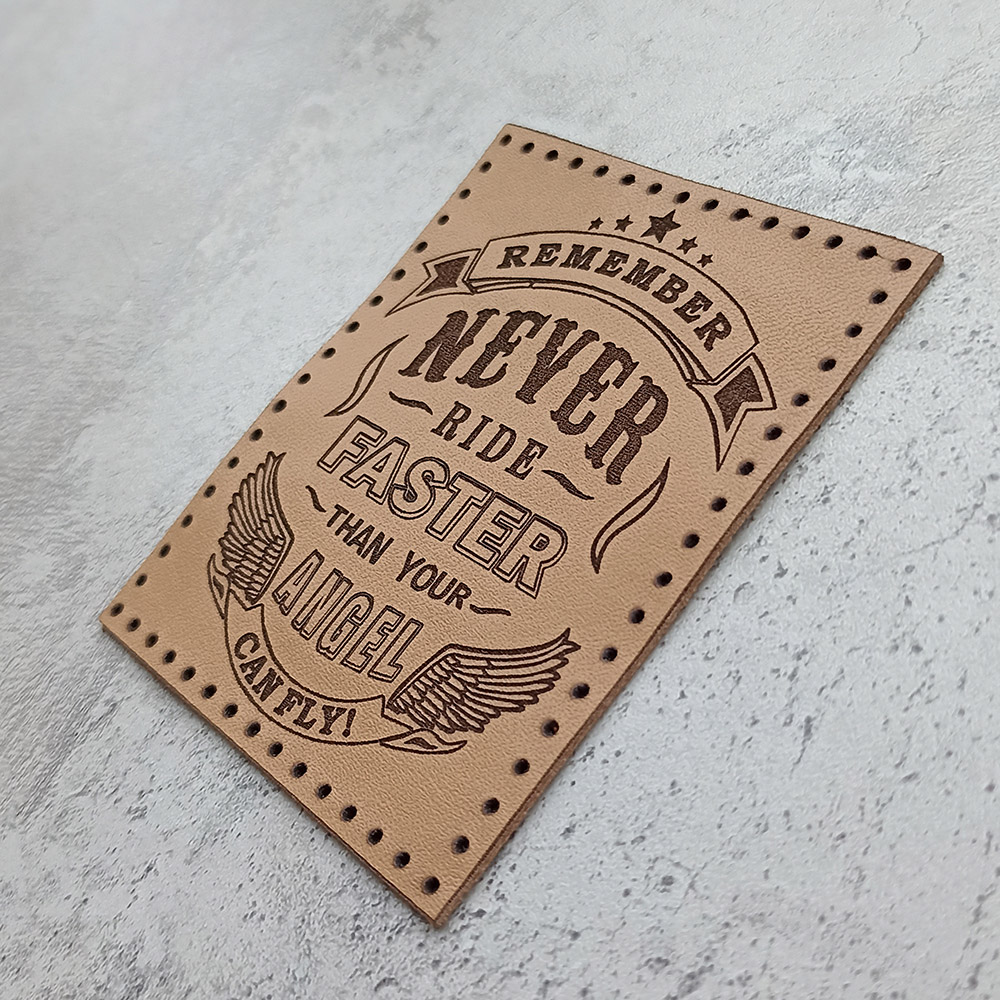 Remember Never ride faster than your angel can fly leather patch Remember Never ride faster than your angel can fly leather patch