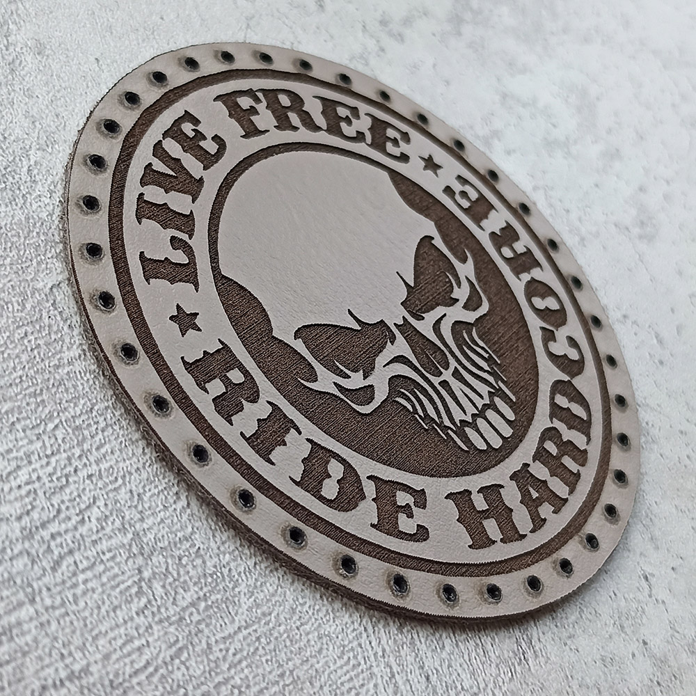 Live free Ride Hardcore leather patch Live free Ride Hardcore leather patch