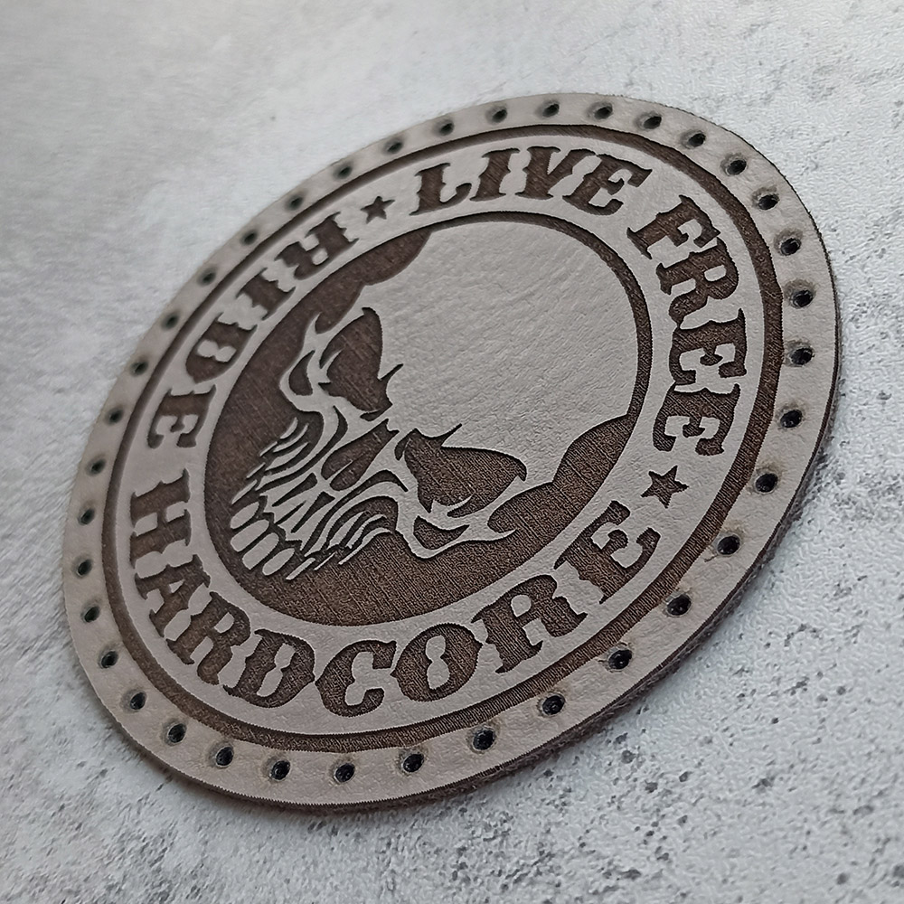 Live free Ride Hardcore leather patch Live free Ride Hardcore leather patch