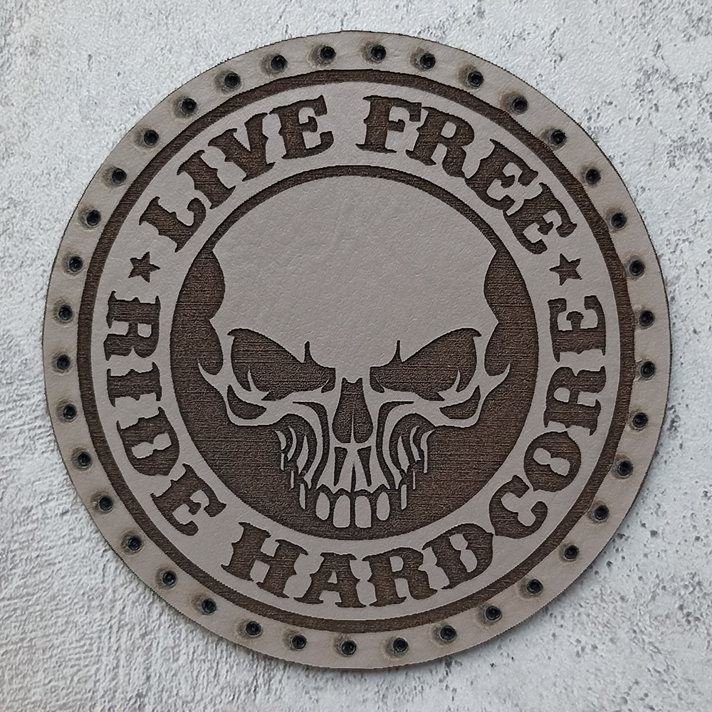 Live free Ride Hardcore leather patch Live free Ride Hardcore leather patch