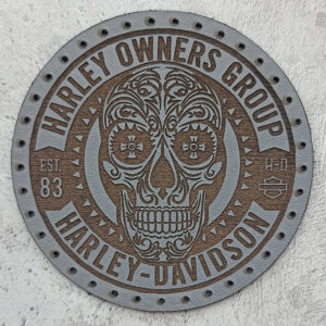 Harley Owners Group with a Calavera skull leather patch