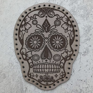 Calavera Skull leather patch