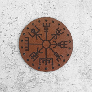 Vegvisir, wayfinder, runic compass leather patch