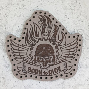 Born to ride, skull, fire, wings, leather patch