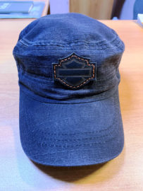 Leather Harley-Davidson logo patch without lettering on a cap
