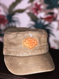 Leather Harley-Davidson logo patch without lettering on a cap