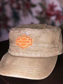 Leather Harley-Davidson logo patch without lettering on a cap