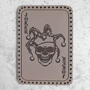 Joker card, skull, leather patch