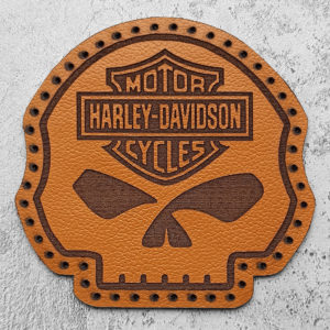 Willie J skull with Harley-Davidson logo leather patch