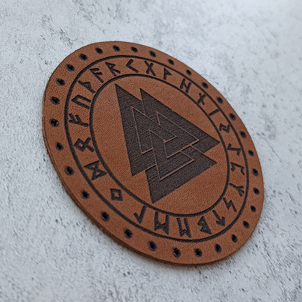 Valknut with runes leather patch Valknut with runes leather patch