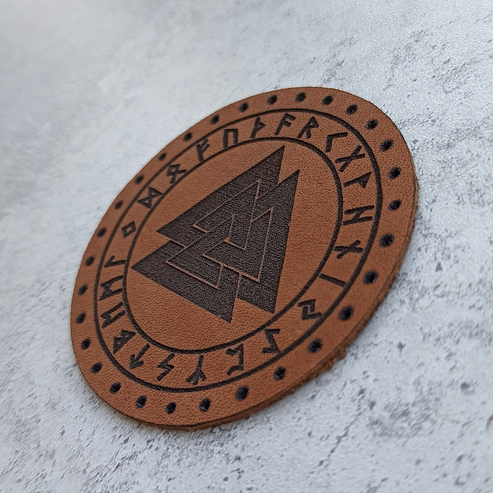 Valknut with runes leather patch Valknut with runes leather patch