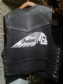 Indian patch on the back of a biker vest