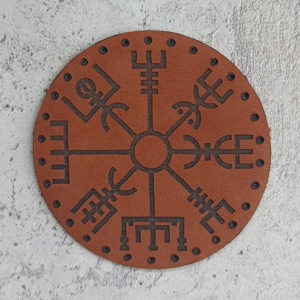 Vegvisir, wayfinder, runic compass, leather patch