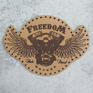 Freedom motors, Ride Hard, V-twin engine with wings, leather patch