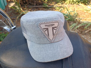 Leather Triumph logo patch on cap