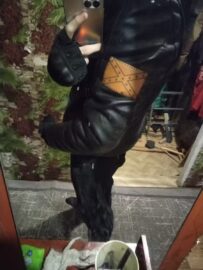 Leather Confederate Flag patch on a leather jacket