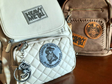 Leather rock patches on leather bags