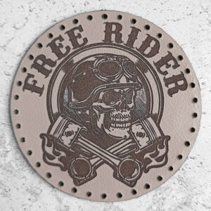 Free Rider, skull in a helmet with pistons, leather patch