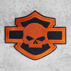 Harley-Davidson logo with Willie J skull patch