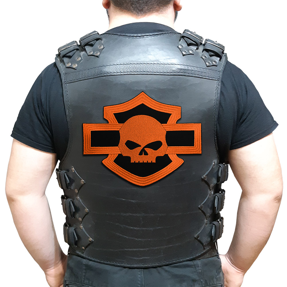 Harley-Davidson logo with Willie J skull back patch Harley-Davidson logo with Willie J skull back patch